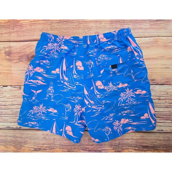 Vineyard Vines Men's Blue & Orange Swim Trunks Medium - Picture 2 of 7